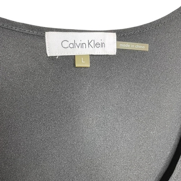 Calvin Klein Black Hi Lo Polyester Sleeveless Blouse Women’s Size Large - Picture 4 of 7